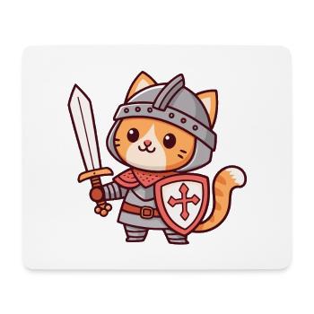 Knight Cat - Sword & Shield - Mouse Pad (horizontal) - white - Front