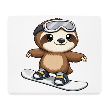 Cute Sloth Snowboard Winter Winter Sports - Mouse Pad (horizontal) - white - Front