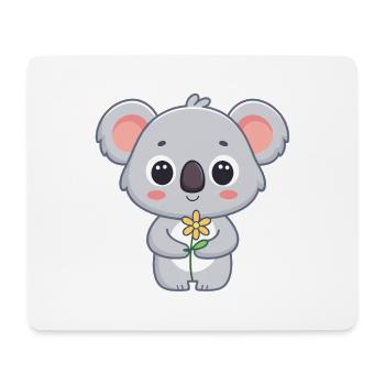 Koala mignon et fleur lumineuse - Tapis de souris (format paysage) - blanc - Devant