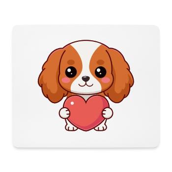 Süßer Hund mit rosa Herz - Mousepad (Querformat) - Weiß - Vorne