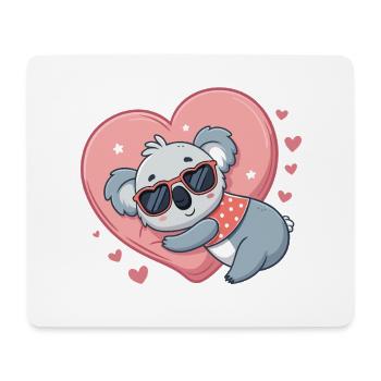 Koala Heart on Pink Background - Mouse Pad (horizontal) - white - Front