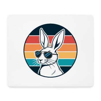 Lapin rétro ensoleillé avec lunettes - Tapis de souris (format paysage) - blanc - Devant