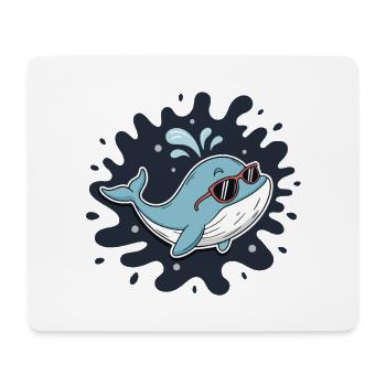 Chill Whale mit coolen Gläsern - Mousepad (Querformat) - Weiß - Vorne