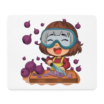 Comic girl cuts onions - Mouse Pad (horizontal) - white - Front