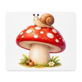 Toadstool with Snail Cute Forest Motif - Mouse Pad (horizontal) - white - Front