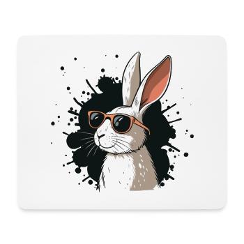 Cool Bunny Glasses on Black - Mouse Pad (horizontal) - white - Front