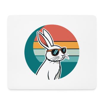 Lapin rétro au soleil - Tapis de souris (format paysage) - blanc - Devant