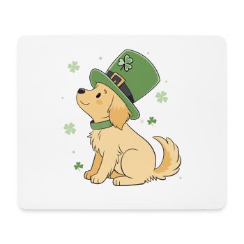 Laabrador Dog Hat Green Clover Lucky Charm - Mouse Pad (horizontal) - white - Front