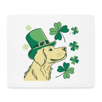 Labrador Dog with Green Hat and Shamrocks - Mouse Pad (horizontal) - white - Front