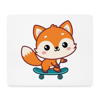 Colorful kawaii skate fox - Mouse Pad (horizontal) - white - Front