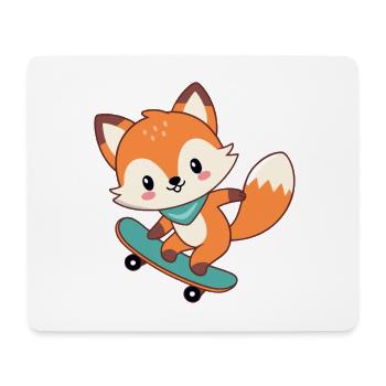 Fuchs auf niedlichem Skateboard - Mousepad (Querformat) - Weiß - Vorne