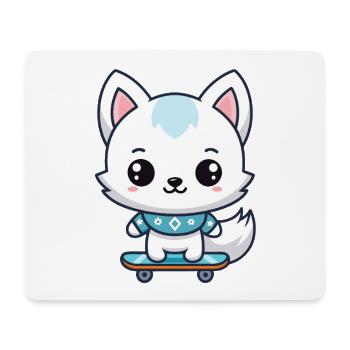 Little Fox Skateboard Blue - Mouse Pad (horizontal) - white - Front