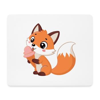 Renard mignon et glace - Mouse Pad (horizontal) - white - Front