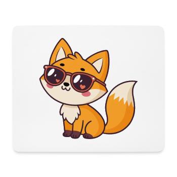 Kawaii Fox Glasses Hearts - Mouse Pad (horizontal) - white - Front