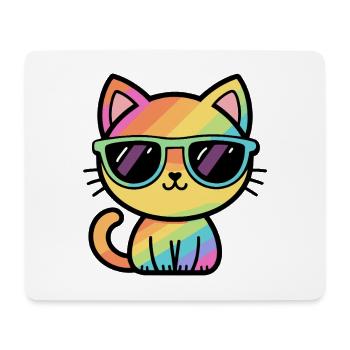 Coole Regenbogenkatzen-Pastell-Sonnenbrille - Mousepad (Querformat) - Weiß - Vorne