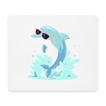 Delfin-Sommer-Pinkbrille - Mousepad (Querformat) - Weiß - Vorne