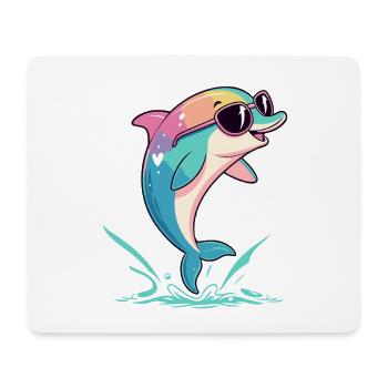 Rainbow dolphin in glasses - Mouse Pad (horizontal) - white - Front