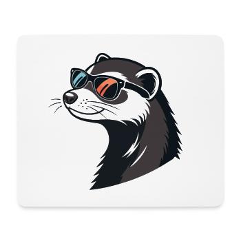 Stylish Ferret aus Profile – Retro-Brille - Mousepad (Querformat) - Weiß - Vorne