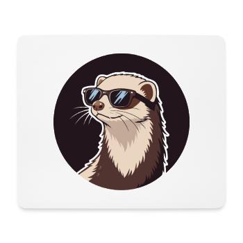 Cool Ferret – Abzeichen & Sonnenbrille - Mousepad (Querformat) - Weiß - Vorne