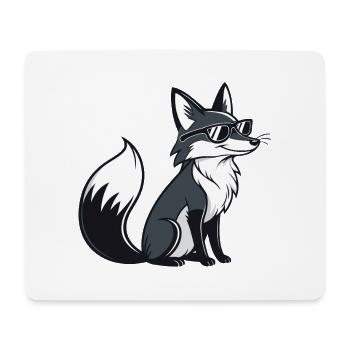 Schwarz-Weiß Cooler Fuchs mit Sonnenbrille - Mousepad (Querformat) - Weiß - Vorne