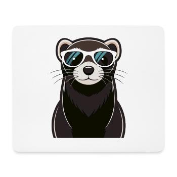 Furet Cool avec Lunettes de Soleil - Tapis de souris (format paysage) - blanc - Devant