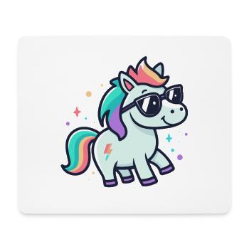 Licorne arc en ciel lunettes soleil - Tapis de souris (format paysage) - blanc - Devant