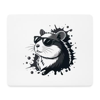 Schicke Hamster-Schwarzbrillen-Spritzer - Mousepad (Querformat) - Weiß - Vorne
