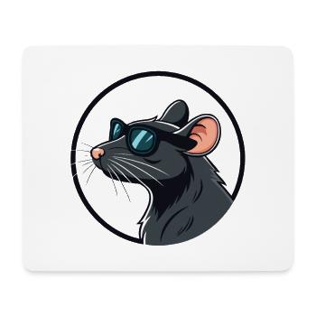 Rat élégant en lunettes sur cercle - Tapis de souris (format paysage) - blanc - Devant