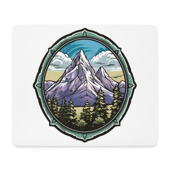 Bergpanorama im Waldrahmen - Mousepad (Querformat) - Weiß - Vorne