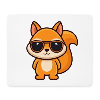 Écureuil Cool - Lunettes de Soleil Style Kawaii - Tapis de souris (format paysage) - blanc - Devant