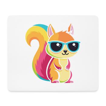 Regenbogen-Eichhörnchen mit Brille - Mousepad (Querformat) - Weiß - Vorne