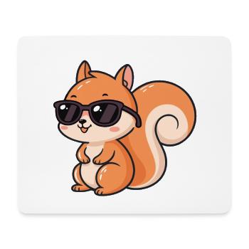Cartoon squirrel black glasses - Mouse Pad (horizontal) - white - Front
