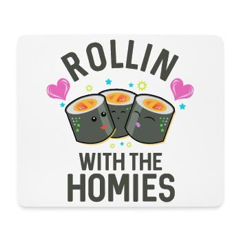 Rollin' With The Homies Sushi-Wortspiel - Mousepad (Querformat) - Weiß - Vorne