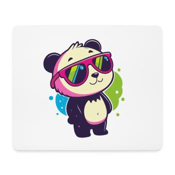 Niedliche Panda-Neonbrille - Mousepad (Querformat) - Weiß - Vorne