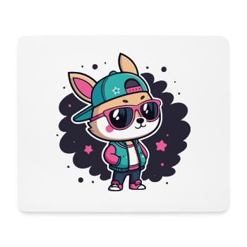 Retro-schicker Streetwear-Hase - Mousepad (Querformat) - Weiß - Vorne