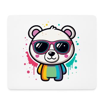 Regenbogenpanda-Brille - Mousepad (Querformat) - Weiß - Vorne