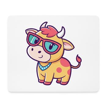 Vache kawaii lunettes soleil - Tapis de souris (format paysage) - blanc - Devant