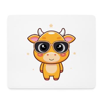 Chic cow with dark glasses - Mouse Pad (horizontal) - white - Front