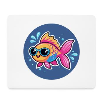 Poisson lunettes soleil vif - Tapis de souris (format paysage) - blanc - Devant