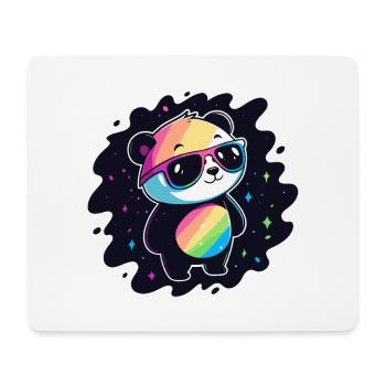 Panda Rainbow Galaxy Cool Glasses - Mouse Pad (horizontal) - white - Front
