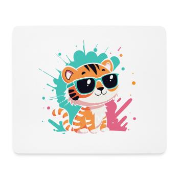 Tiger Chic bunte Sonnenbrillen - Mousepad (Querformat) - Weiß - Vorne