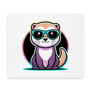 Furet Kawaii Néon Cool - Tapis de souris (format paysage) - blanc - Devant
