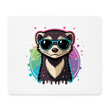 Regenbogenotterblaue Brille - Mousepad (Querformat) - Weiß - Vorne
