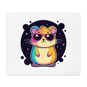 Regenbogenhamster mit Brille - Mousepad (Querformat) - Weiß - Vorne