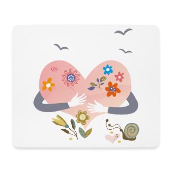Herz mit Blumen - Mousepad (Querformat) - Weiß - Vorne