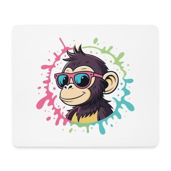 Cartoon Monkey Splash bunte rosa Brille - Mousepad (Querformat) - Weiß - Vorne