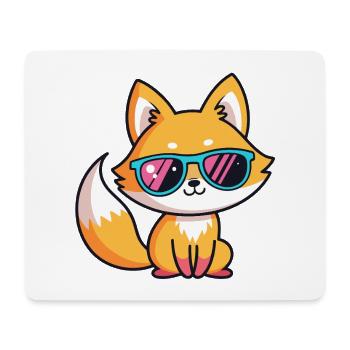 Fox Retro Neonbrille - Mousepad (Querformat) - Weiß - Vorne