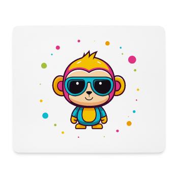 Niedliche Neon-Affen-Brille mit blauen Brillen - Mousepad (Querformat) - Weiß - Vorne