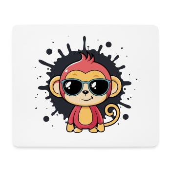 Monkey Chic Splash schwarze Brille - Mousepad (Querformat) - Weiß - Vorne