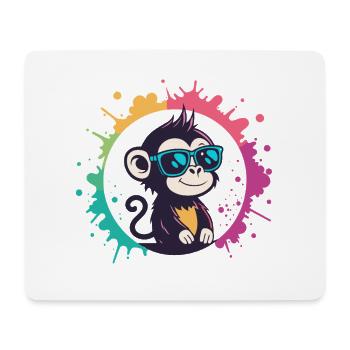 Monkey Splash Circle Blaue Brille - Mousepad (Querformat) - Weiß - Vorne